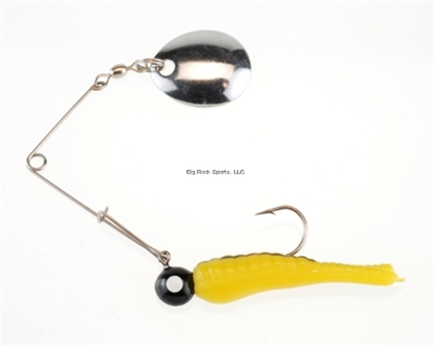 Picture of Johnson Beetle Spin Jig, 1 1/8", 1/16 Oz, Yellow/Black Stripe, Nickel Blade, 3/Pack