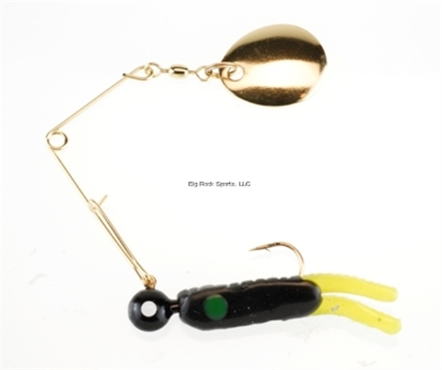 Picture of Johnson Beetle Spin Jig, 2", 1/4 Oz, Black/Chartreuse, Gold Blade, 2/Pack