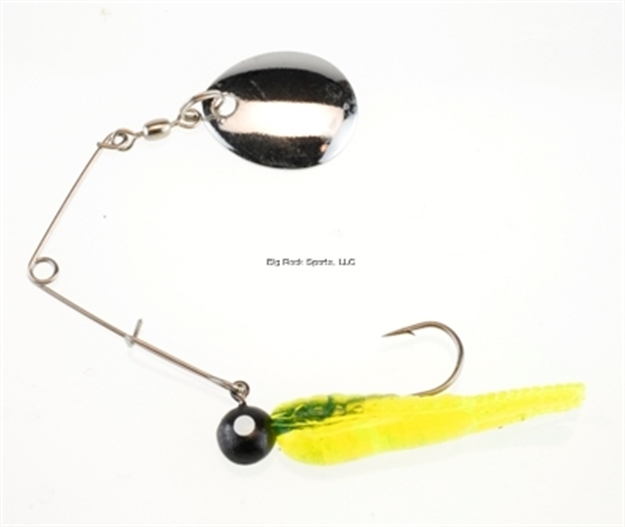 Picture of Johnson Beetle Spin Jig, 2", 1/4 Oz, Fluorescent Chartreuse, Nickel Blade, 2/Pack