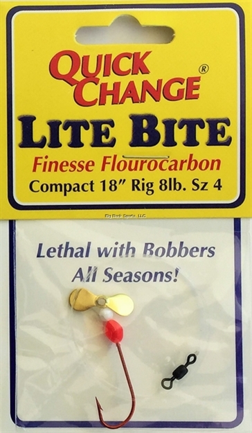 Picture of Quick Change Lite Bite Flourocarbon Prop Rig, 18" 8Lb Snell, #4 Red Sproat Hook, Brass Prop, Glow Bead 1/Cd