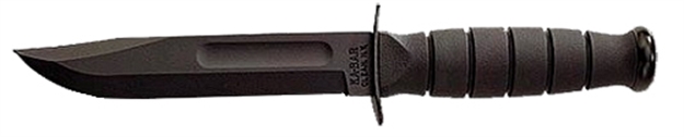 Picture of  Ka-Bar 1256 Fighting/Utility  5.25" Fixed Clip Point Plain Black 1095 Cro-Van Blade, Black Kraton G Handle, Includes Sheath 617717212567