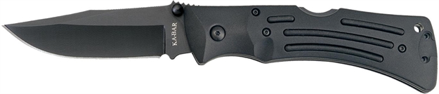 Picture of  Ka-Bar 3050 Mule  3.88" Folding Clip Point Plain Black Stonewashed Aus-8A SS Blade, Black Zytel Handle, Includes Pocket Clip/Sheath