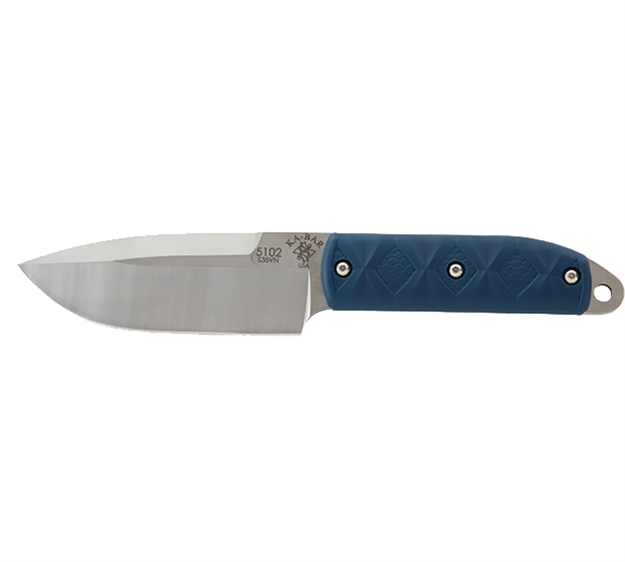 Picture of Ka-Bar 5102 Snody Big Boss 4.56" Fixed Drop Point Plain Stonewashed S35vn SS Blade, Blue Reptile & Purple "Dolla Holla" Zytel Handle, Includes Leather Sheath/Extra Handle 2-5102-3