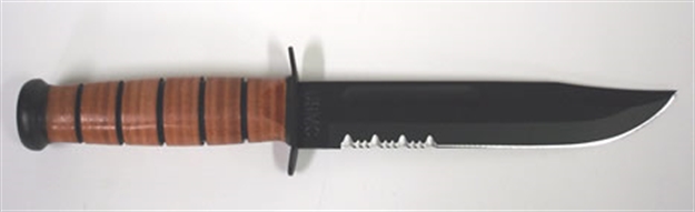 Picture of Ka-Bar Full-Size Fixed 7 IN Black Combo Blade Leather Handle