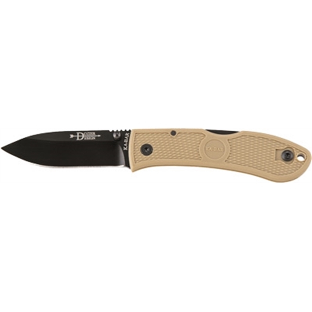 Picture of  Ka-Bar 4062Cb Dozier Hunter 3" Folding Drop Point Plain Black Aus-8A SS Blade, Coyote Brown Zytel Handle, Includes Pocket Clip 617717140624