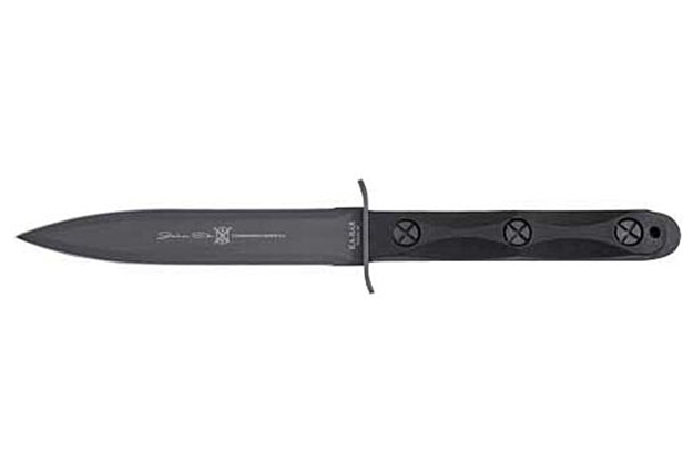 Picture of  Ka-Bar Ek44 EK Model 4 6.63" Fixed Double Edge Spear Point Plain Stonewashed 1095 Cro-Van Blade, Black Grn Handle, Includes Sheath