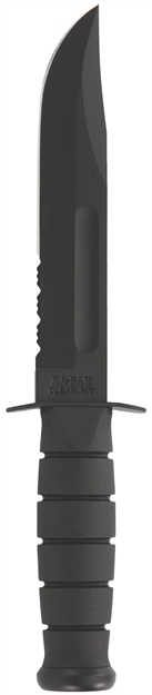 Picture of Ka-Bar 1212 Fighting/Utility  7" Fixed Clip Point Part Serrated Black 1095 Cro-Van Blade, Black Kraton G Handle, Includes Sheath 2-1212-3 617717212123