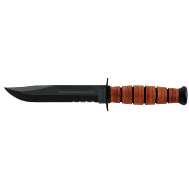 Picture of Ka-Bar Short Fixed 5.25 IN Black Combo Blade Leather Handle 1261 617717212611