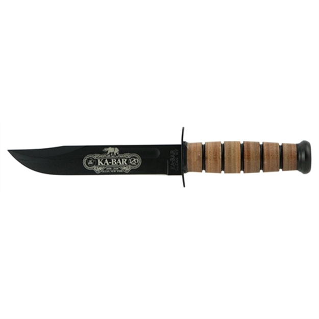 Picture of  Ka-Bar 9191 120Th Anniversary Usmc 7" Clip Point Plain 1095 Cro-Van Brown Leather Handle Fixed