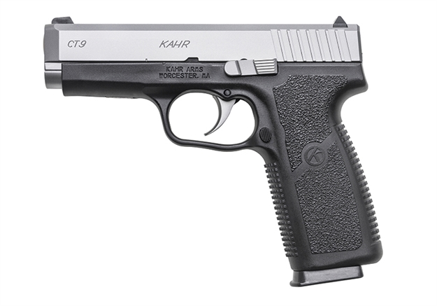 Picture of  Kahr Arms Ct9093 Ct9  9Mm Luger 8+1, 4" Stainless Steel Barrel, Matte Serrated Stainless Steel Slide, Black Polymer Frame, Black Textured Polymer Grip, NO Safety, Right Hand