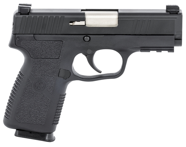 Picture of  Kahr Arms Kp90s94n P9-2  9Mm Luger 7+1 3.60" Barrel, Black Finish Picatinny Rail Frame, Serrated Matte Black Stainless Steel Slide, Textured Polymer Grip & Truglo Night Sights
