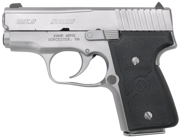 Picture of  Kahr Arms M9093a MK *Ca Compliant 9Mm Luger Caliber With 3" Barrel, 6+1 OR 7+1 Capacity, Overall Matte Stainless Steel Finish, Serrated Slide & Textured Wraparound Black Nylon Grip
