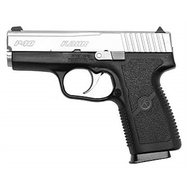 Picture of  Kahr Arms Kp4043na P  40 S&W Caliber With 3.60" Barrel, 7+1 Capacity, Black Finish Frame, Serrated Matte Stainless Steel Slide, Textured Polymer Grip & Truglo Night Sights 602686058094