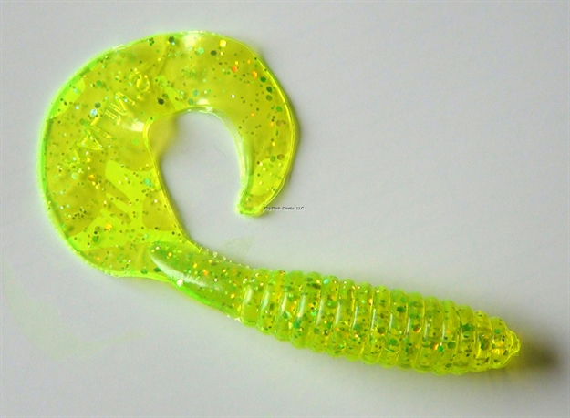 Picture of Kalin Lunker Grub, 5", Chartreuse Hologram, 10/Pack