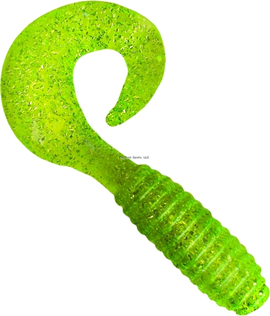 Picture of Kalin Lunker Grub, 5", Chartreuse/Silver Flake, 10/Pack