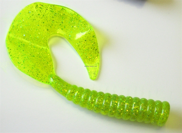 Picture of Kalin Octogambo Grub, 8", Chartreuse Hologram, 6/Pack