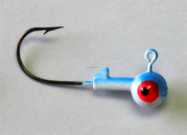 Picture of Kalin Roundhead Jig, 3/8 Oz, 2/0 Hook, Blue/White, 8/Pack