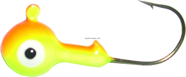 Picture of Kalin Roundhead Jig, 3/8 Oz, 2/0 Hook, Chartreuse/Orange, 8/Pack