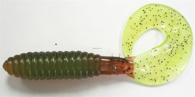 Picture of Kalin Triple Threat Grub , 2", Pumpkin/Chartreuse, 10/Pack