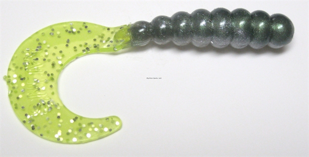 Picture of Kalin Triple Threat Grub , 2", Tennessee Shad/Chartreuse Silver Glitter Tail, 10/Pack