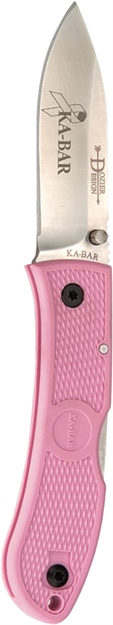 Picture of  Ka-Bar 4062Pk Dozier Hunter 3" Folding Drop Point Plain Satin Aus-8A SS Blade, Pink Zytel Handle, Includes Pocket Clip 617717540622