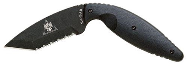 Picture of  Ka-Bar 1485 Tdi Law Enforcement Large 3.69" Fixed Tanto Part Serrated Black Aus-8A SS Blade, Black Zytel Handle, Includes Belt Clip/Sheath 617717214851