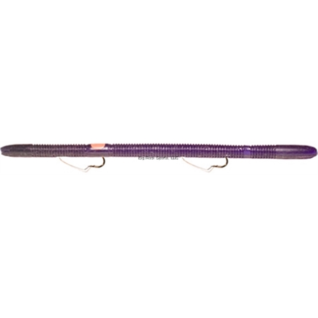 Picture of K&E Bass Stopper Magnum Rigged Worm, 6", 2 Weedless Hooks, Purple