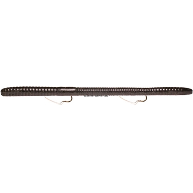 Picture of K&E Bass Stopper Magnum Rigged Worm, 6", 2 Weedless Hooks, Black