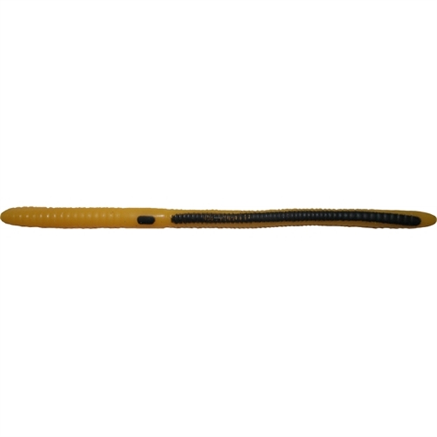 Picture of K&E Bass Stopper Magnum Rigged Worm, 6", 3 Hooks, Yellow/Black Stripe