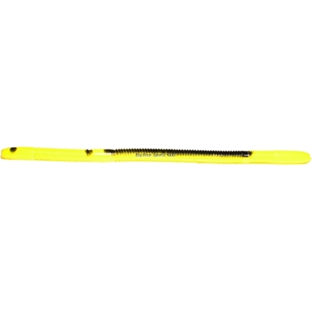 Picture of K&E Bass Stopper Rigged Worm, 5 1/2", 2 Weedless Hooks, Yellow/Black Stripe