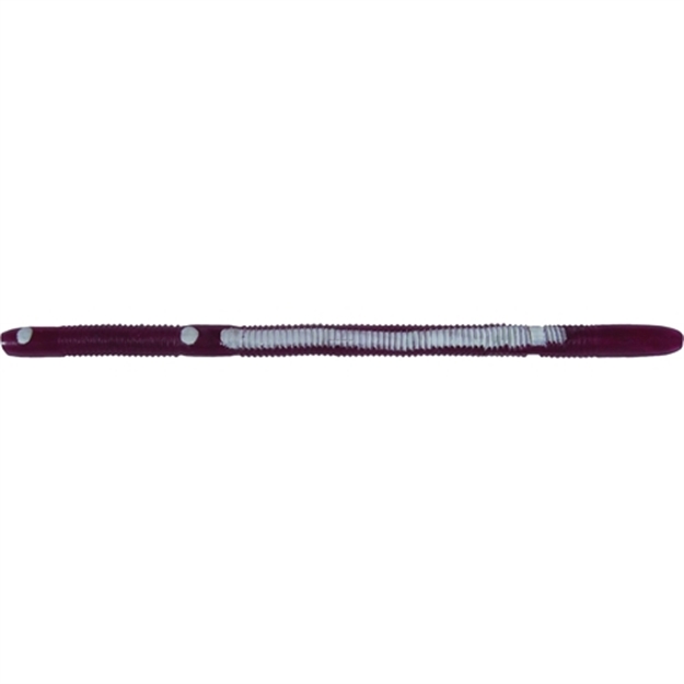 Picture of K&E Bass Stopper Rigged Worm, 5 1/2", 3 Weedless Hooks, Wine/White