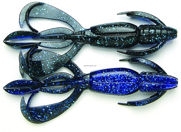 Picture of Keitech Black Bkue Flake, 3.6" Twin Tail Craw / Creature, 7 Per Pack, Bag & Blister Pack, Strong Squid Scent Infused