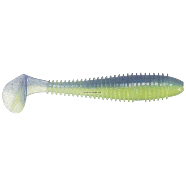 Picture of Keitech Fat Swing Impact, Electric Blue Chartreuse, 2.8", Fat Paddletail Swimbait, 8Pk, Blister Pack, Squid Scent Infused