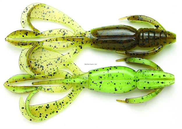 Picture of Keitech Green Pumpkin Chartreuse, 3.6" Twin Tail Craw / Creature, 7 Per Pack, Bag & Blister Pack, Strong Squid Scent Infused
