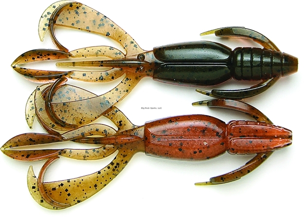 Picture of Keitech Green Pumpkin Fire, 3.6" Twin Tail Craw / Creature, 7 Per Pack, Bag & Blister Pack, Strong Squid Scent Infused