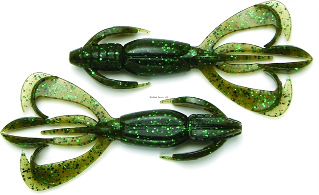 Picture of Keitech Green Pumpkin Green Flake, 3.6" Twin Tail Craw / Creature, 7 Per Pack, Bag & Blister Pack, Strong Squid Scent Infused