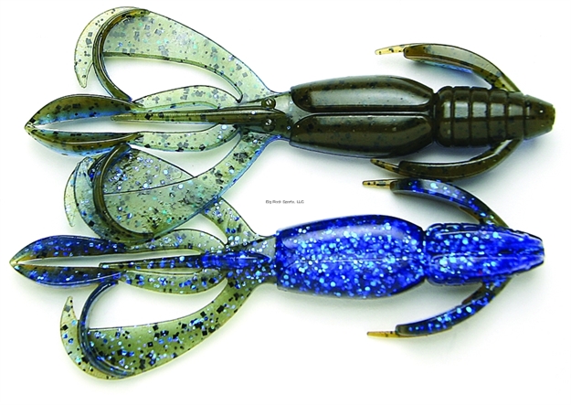 Picture of Keitech Ocochobee Craw, 3.6" Twin Tail Craw / Creature, 7 Per Pack, Bag & Blister Pack, Strong Squid Scent Infused