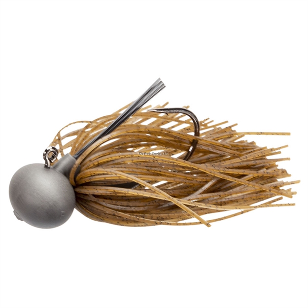 Picture of Keitech Tungsten Model II Football Jig, Dark Green Pumpkin, 1/4Oz, #2/0 Hook, Hand Glued Fiber Guard, Sr40 Skirt, 1/Bg