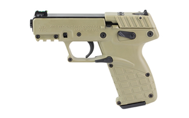 Picture of Kel-Tec P17btan P17  Compact Frame 22 LR 16+1 3.80" Black Steel Threaded Barrel, Tan Serrated Slide, Tan W/Black Controls Polymer Frame W/Picatinny Rail, Textured Grip, Ambidextrous P17TAN 640832007923