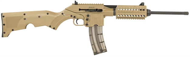 Picture of  Kel-Tec Su22catan Su22  Full Size 22 LR 26+1 16.10" Black Threaded Barrel, Tan Picatinny Rail Polymer Receiver, Tan Synthetic W/Storage Compartment Stock