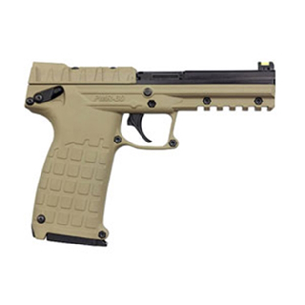 Picture of  Kel-Tec Pmr30btan Pmr30  22 Wmr 30+1 4.30" Fluted Steel Barrel, Black/Tan Serrated Slide, Tan Polymer Frame W/Picatinny Rail, Tan Textured Polymer Grip