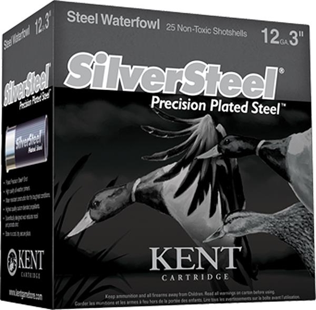 Picture of Kent Cartridge Silversteel Precision Plated Steel Waterfowl Shotshell 12 Ga, 3 In, No. 1, 1-1/4 Oz, Max Dr, 1480 Fps