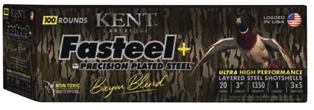 Picture of  Kent Cartridge Cc203fsp283x5 Fasteel + Precision Steel Sports South Exclusive Bayou Blend 20Gauge 3" 1Oz 3X5shot 100Per Box/2 Case *Case Only