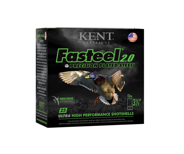 Picture of Kent Cartridge Fasteel 2.0 Precision Plated Steel 12 Ga, 3-1/2", 1 3/8Oz, #3 Shot, 1550 Fps, 25 Rnd