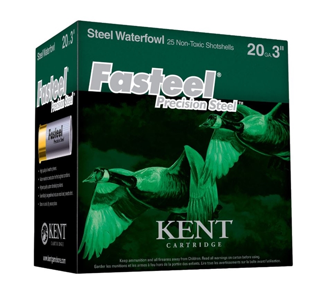 Picture of Kent Cartridge Fasteel Precision Steel Waterfowl Shotshell 20 Ga, 3 In, No. 4, 7/8 Oz, Max Dr, 1550 Fps, 25 Rnd Per Box