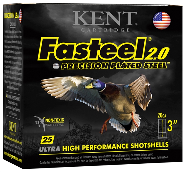 Picture of Kent Cartridge Fasteel 2.0 Precision Plated Steel 20 GA 3" 7/8Oz #2 Shot 1550Fps 25Bx K203FS242