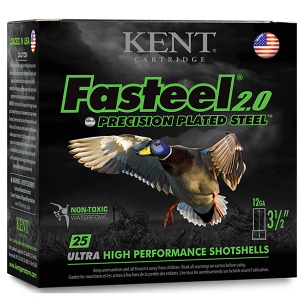 Picture of Kent Cartridge Fasteel 2.0 Precision Plated Steel 20 GA 3" 7/8Oz #4 Shot 1550Fps 25Bx K203FS244