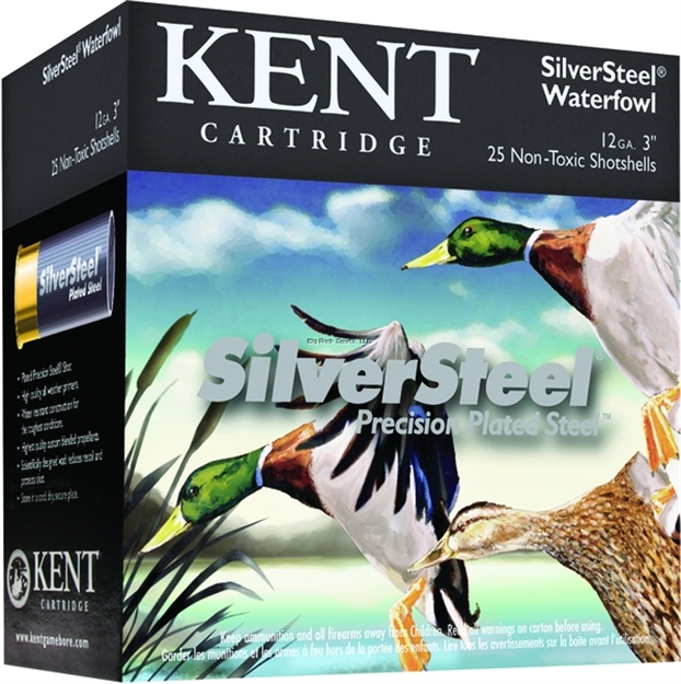 Picture of Kent Cartridge Silversteel Precision Plated Steel Waterfowl Shotshell 12 Ga, 3-1/2 In, No. 2, 1-1/2 Oz, Max DR