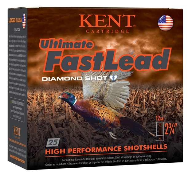Picture of Kent Cartridge Ultimate Fast Lead Diamond Shot Upland Shotshell 12 Ga, 2-3/4 In, No. 4, 1-3/8Oz, 4-1/2 Dr, 1475 Fps K122UFL40-4 656308402147