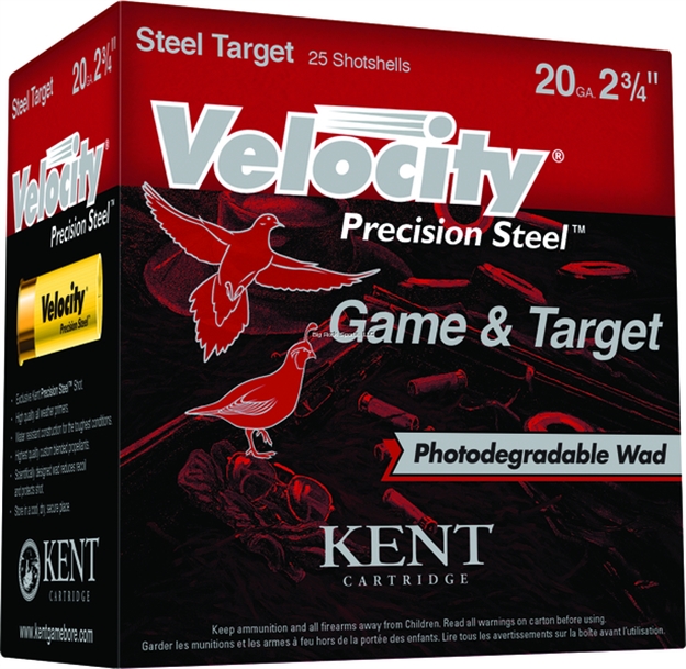 Picture of Kent Cartridge Velocity Steel Game & Target Shotshell 2 3/4" 20Ga 7/8Oz 7Shot 1215 F.P.S